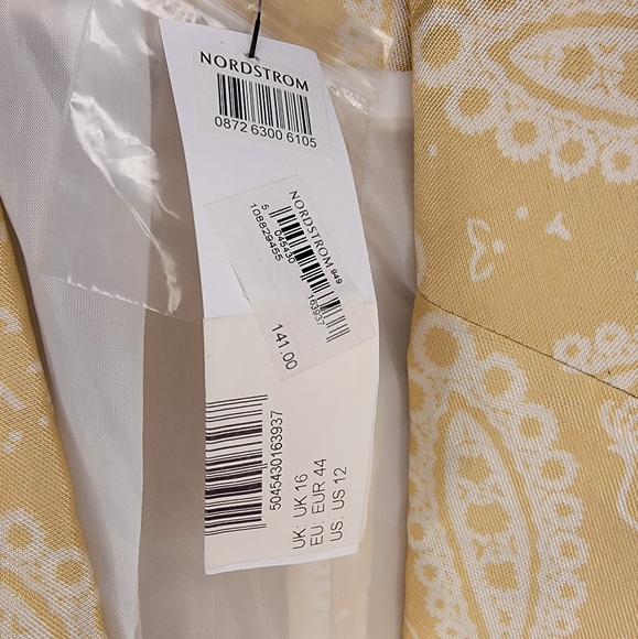 NWT Topshop Women's  Paisley Jacquard Blazer in Gold Size 12 - Picture 7 of 8